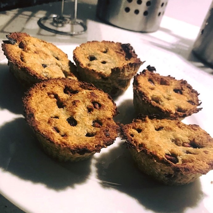 Mini coconut muffins with pomegranate seeds