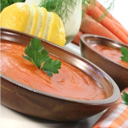 Carrot soup, lemon-thyme