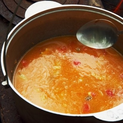 Thick and hearty root vegetable soup 